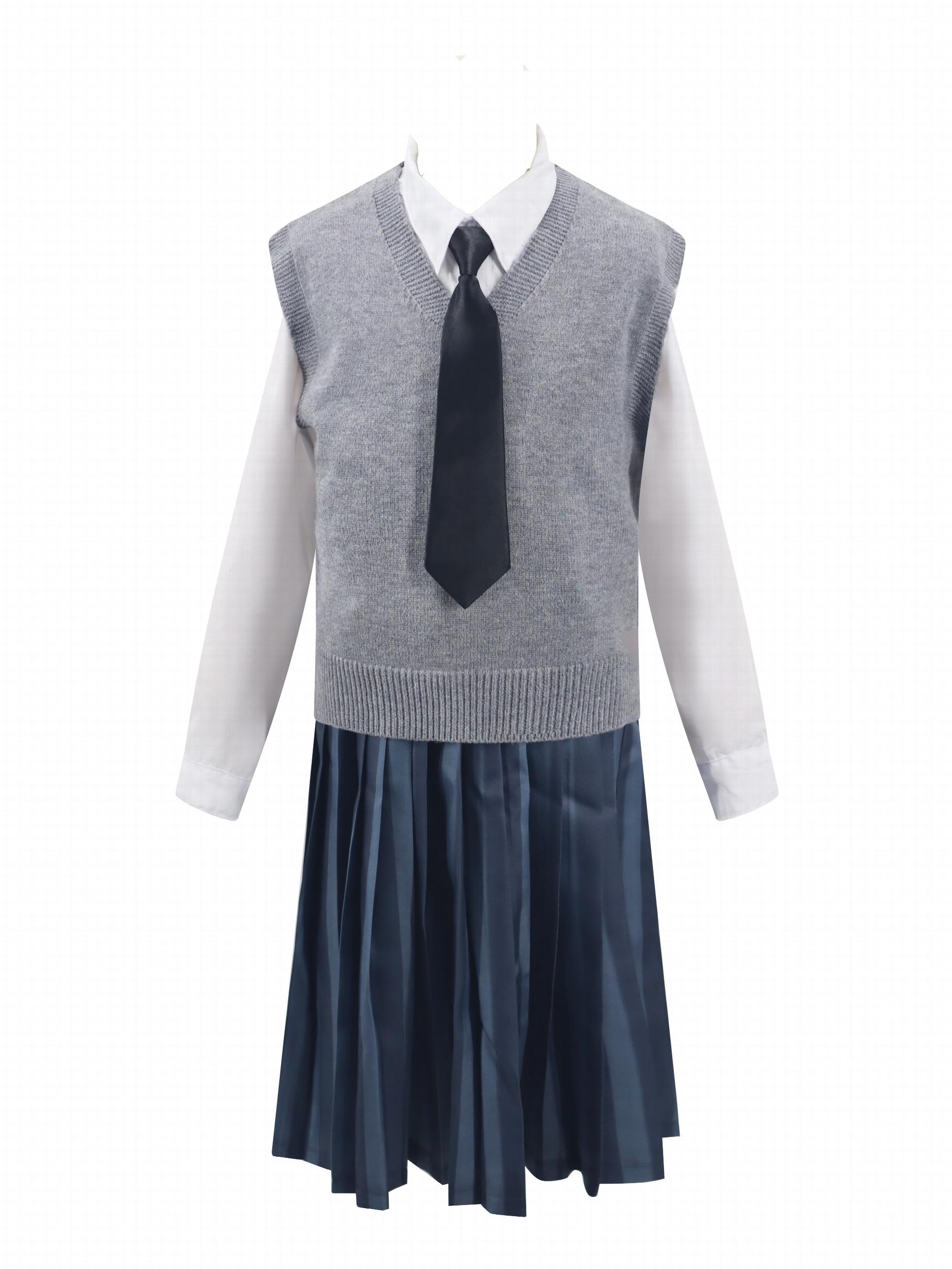 Girls School Uniform Dress Cosplay Costume Striped Coat Dress Sweater