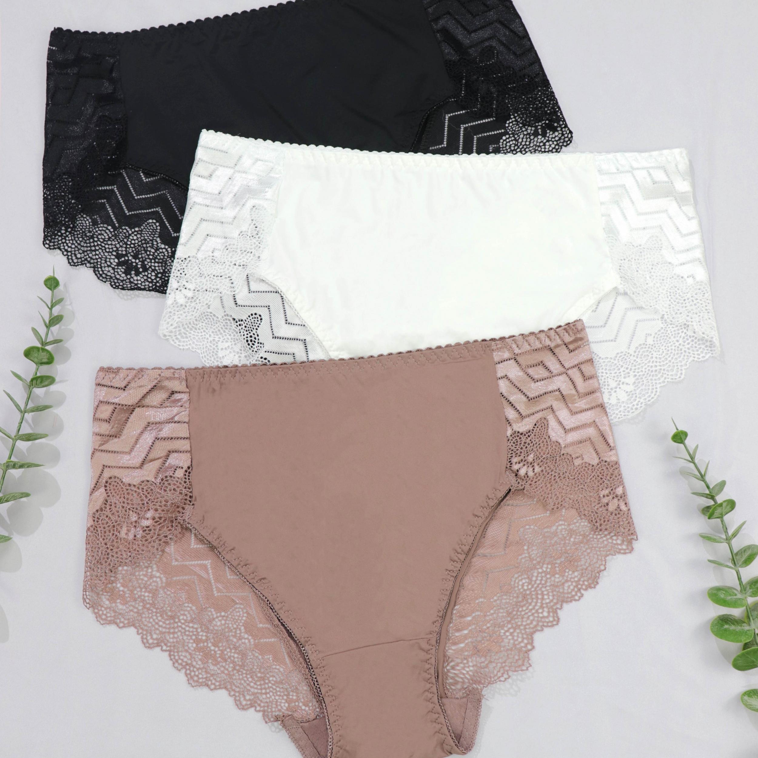 3 Pack Plus Size Geometric Print Underwear Set for Women