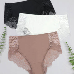 3 Pack Plus Size Geometric Print Underwear Set for Women