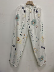 Floral Print Drawstring Pants Elastic Waist Pockets Women's Clothing
