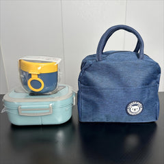 3pcs Portable Lunch Box Bag Set Thermal Bag Lunch Box Oatmeal Breakfast Cup
