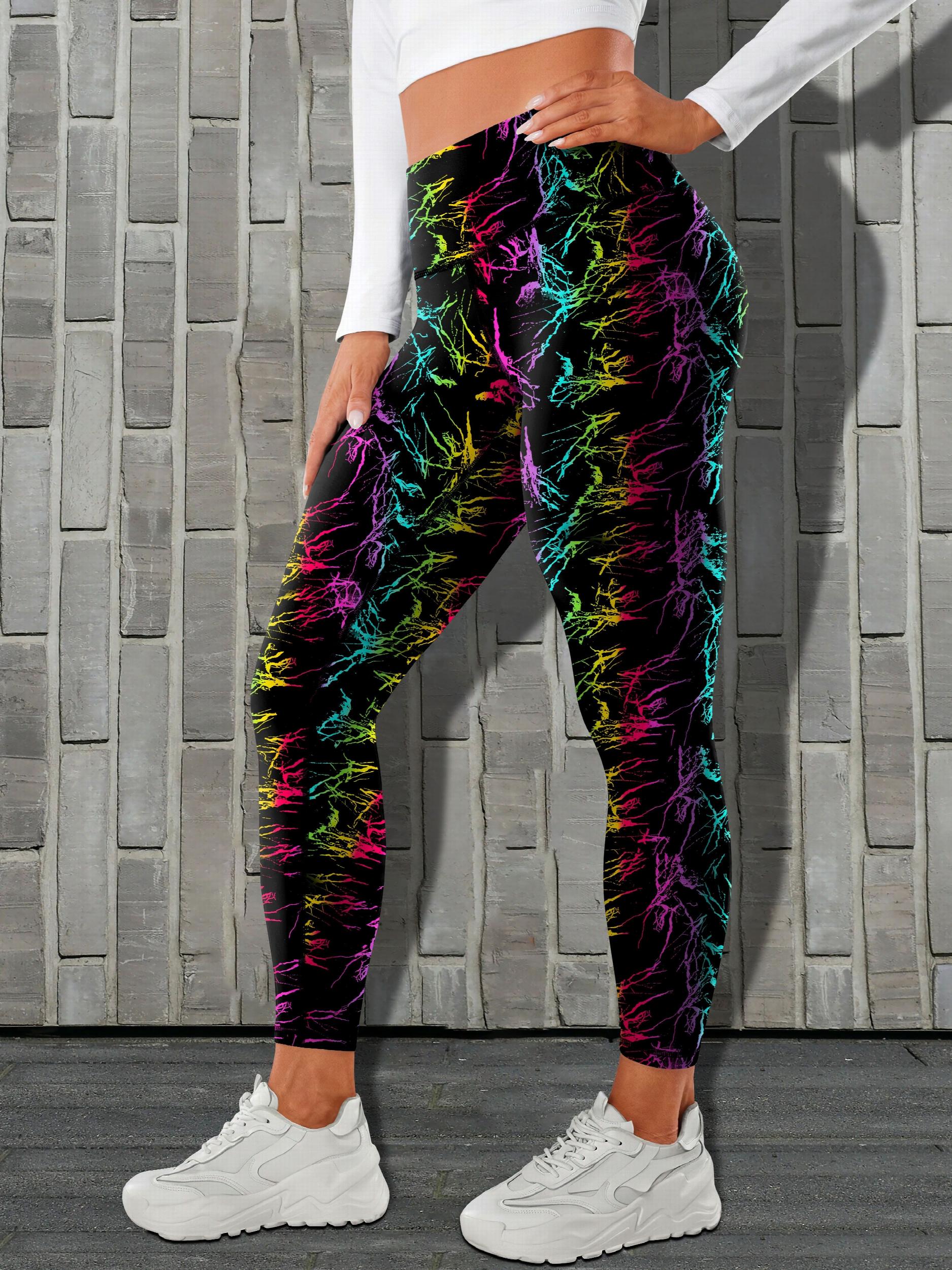 Colorful All Over Print Yoga Pants High Stretch Sports Leggings