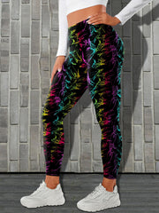 Colorful All Over Print Yoga Pants High Stretch Sports Leggings