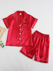 Toddler Girls Boys Pajamas Set 2 Pcs Kids Short Sleeve Button Down