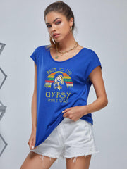 Girl Graphic Sports Tank Top V Neck Sleeveless Summer Tops