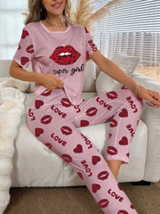 Lips Print Pajamas Set for Women