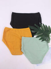 3 Pack Plus Size Seamless Mid Waisted Stretch Briefs Set