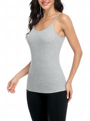 Ribbed Cami Top Crew Neck Summer Sleeveless
