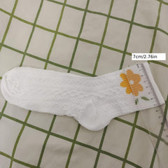 5 Pairs Autumn Winter Flower Pattern Socks