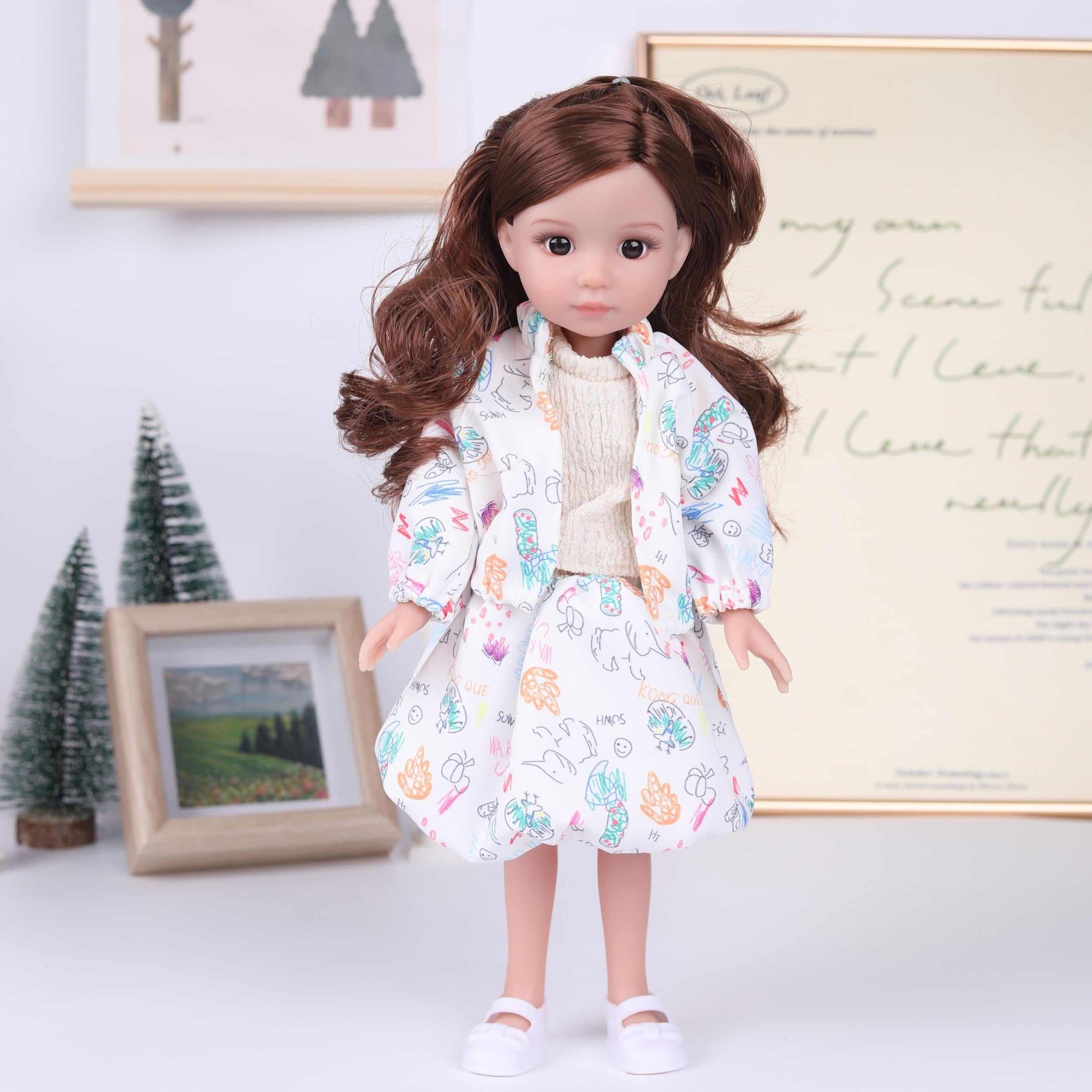35 Girl Doll Winter Outfit Collectible Toy Christmas Gift Light Brown