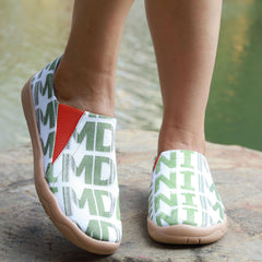 Green Letter Pattern Slip On Canvas Shoes for Women