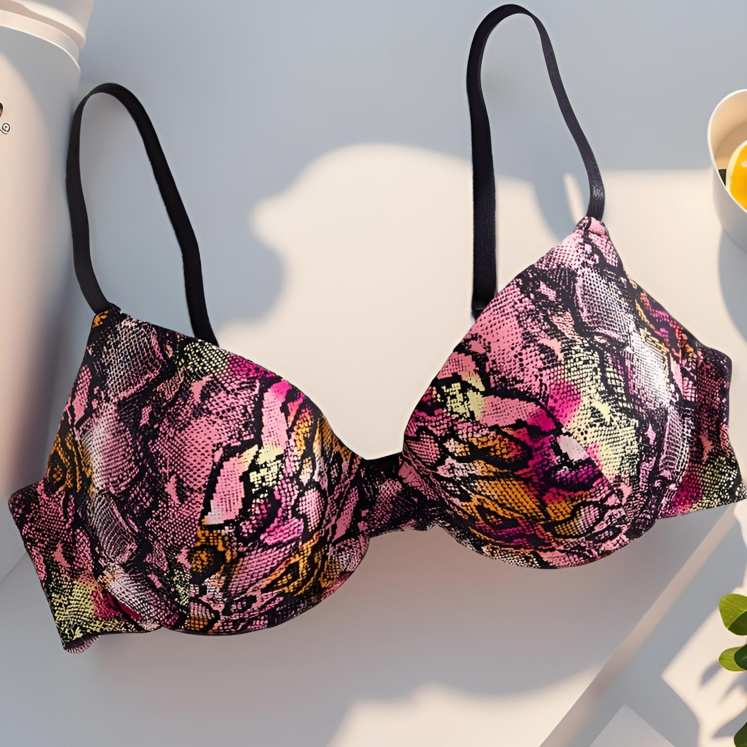 Snakeskin Print Push Up Bra Women's Lingerie