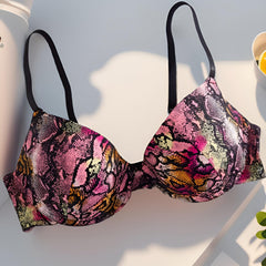 Snakeskin Print Push Up Bra Women's Lingerie