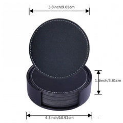 8pcs PU Leather Coasters Holder Waterproof Heat Resistant Drink Coaster