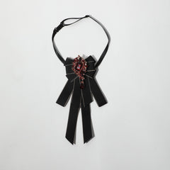 Red Crystal Decor Bow Tie Baroque Bowknot Necktie For Women