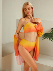 Sunflower Ombre Scoop Neck 3 Piece Swimsuit Women's Swimwear