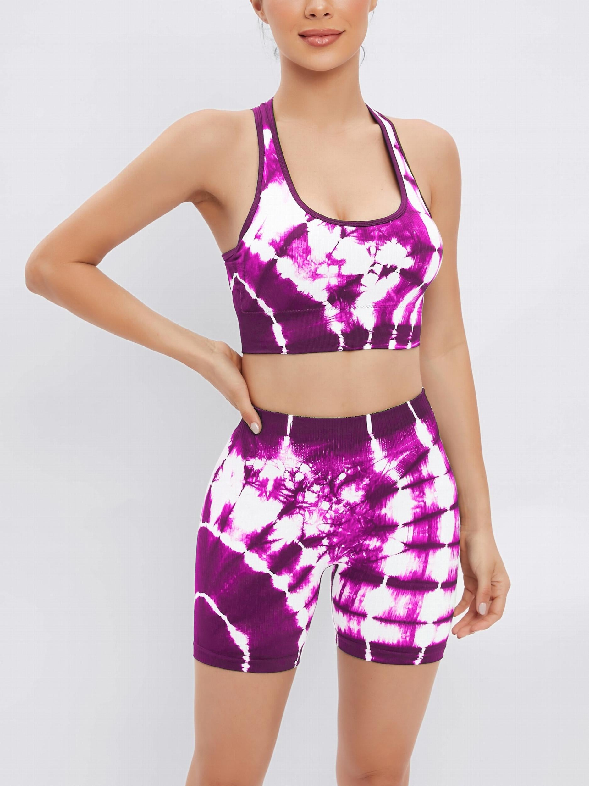 Tie Dye Tracksuit Set Tank Top & Shorts Women's Activewear