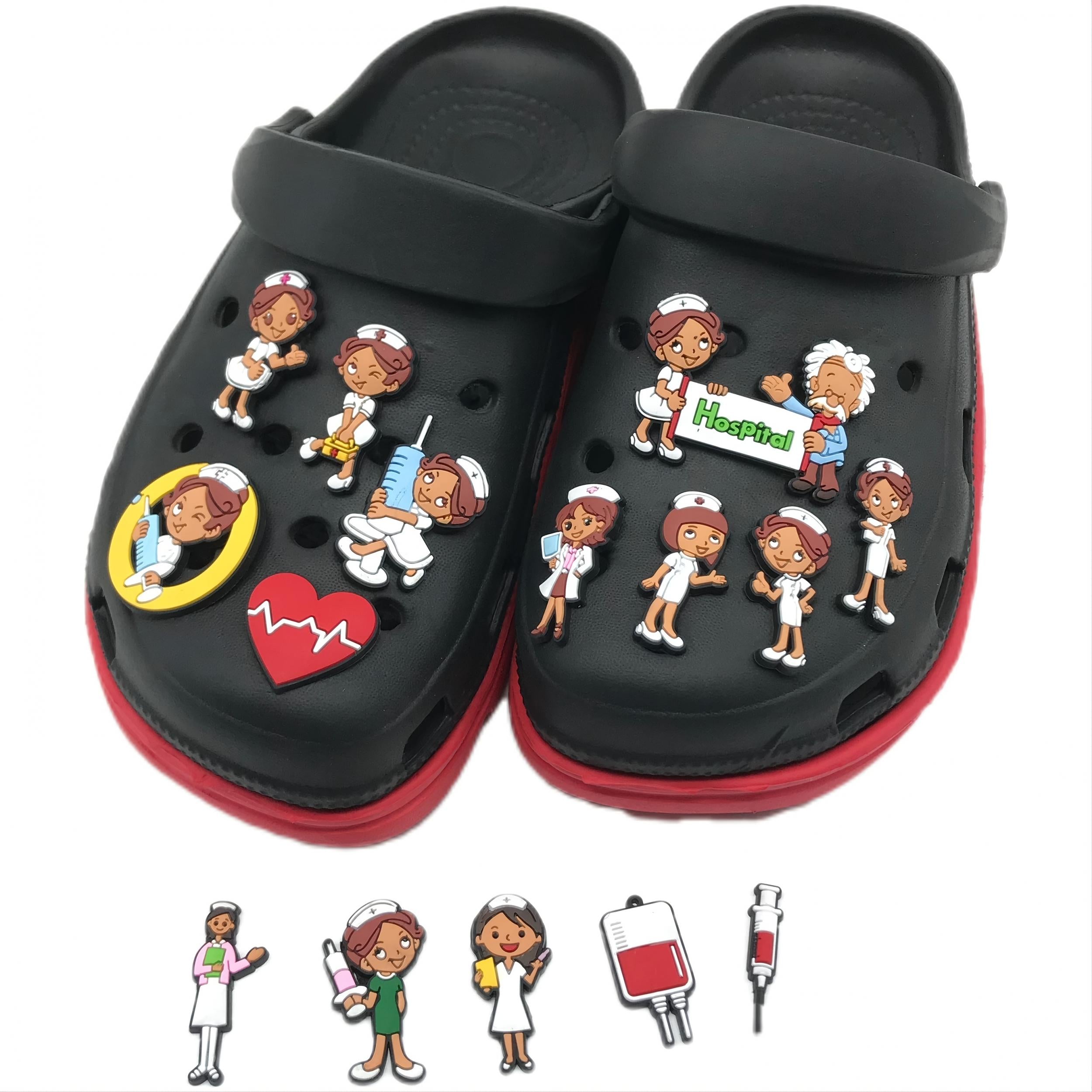 15pcs Nurse Pattern Shoe Decorations for Christmas & Birthday Favors