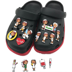 15pcs Nurse Pattern Shoe Decorations for Christmas & Birthday Favors