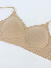 Women's Push Up Bra Striped Side Comfortable Solid Soft Bra Lingerie