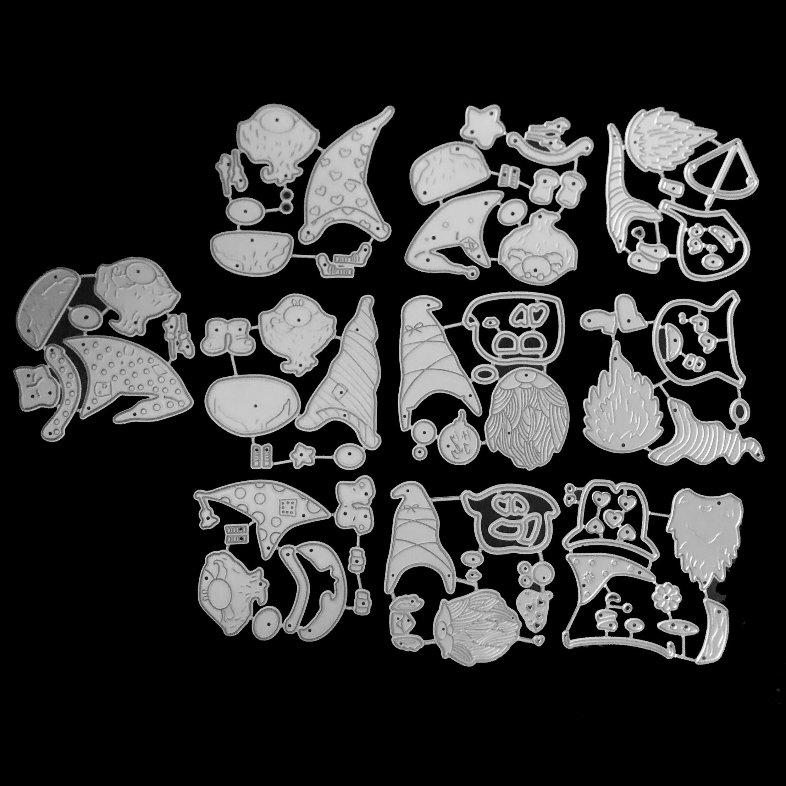 10pcs Christmas Gnome Die Cuts Santa Claus Metal Cutting Dies for Card Making