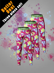 Men's 3pcs Solid Leggings Active Quick Drying Sports Compression Pants
