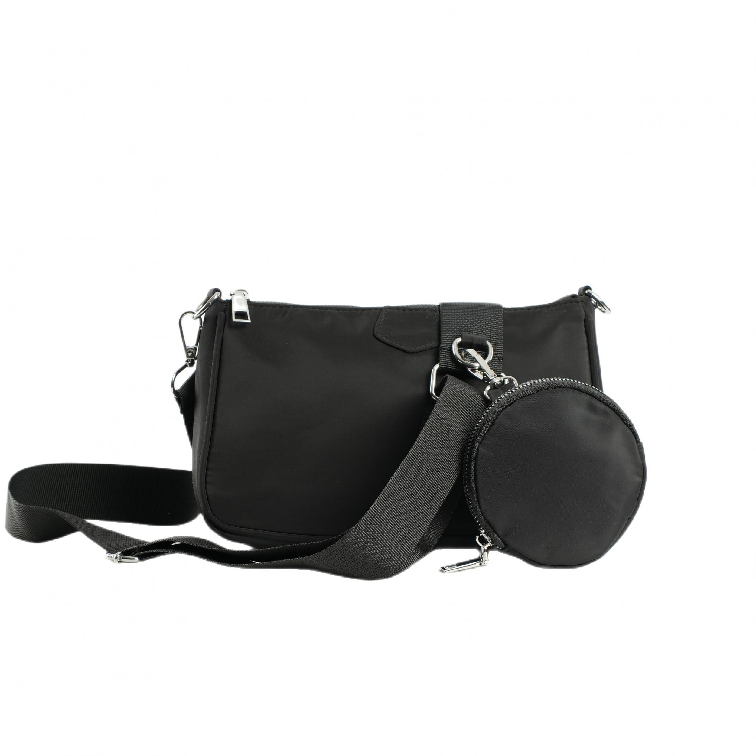 2Pcs Square Nylon Bag Set - Small Shoulder Bag with Coin Purse