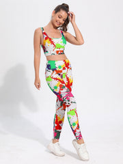 Graffiti Yoga Sports Set: Bra & Leggings
