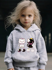 Yinyang Kitty Print 2pcs Girls Outfits For Sports