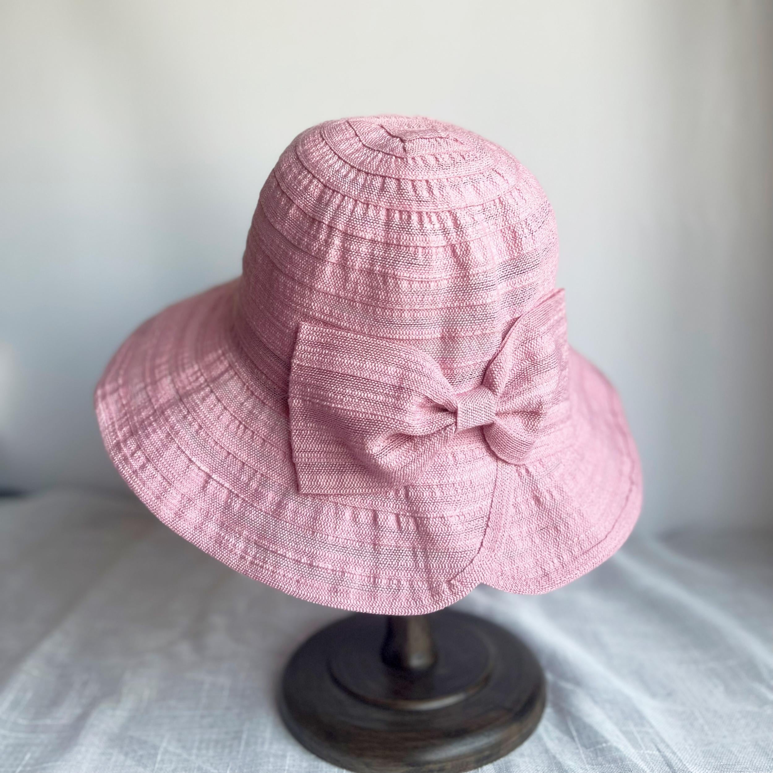 Bowknot Decor Bucket Hat Solid Basin Hat Foldable Sunshade Travel Beach Hats