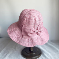 Bowknot Decor Bucket Hat Solid Basin Hat Foldable Sunshade Travel Beach Hats