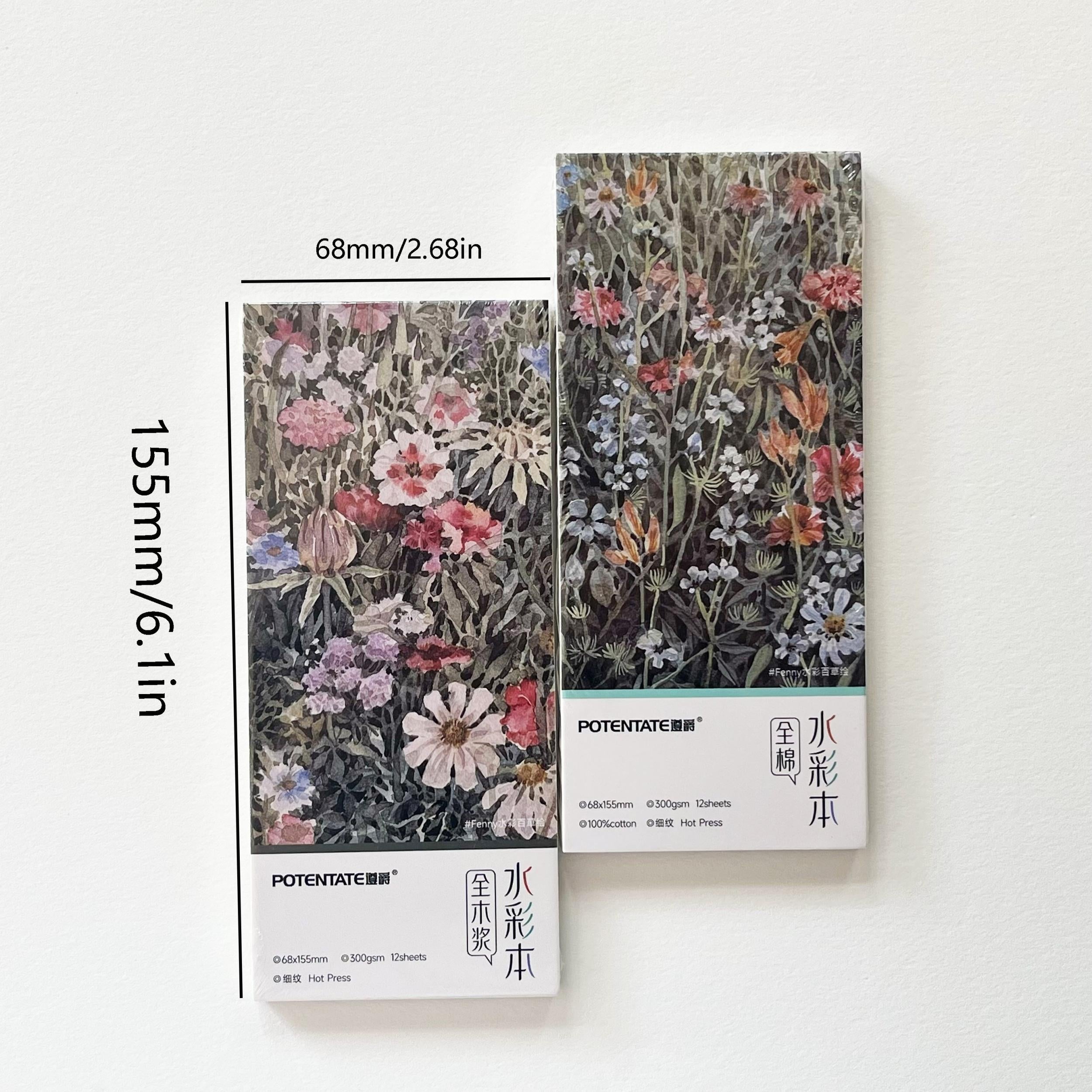 100% Cotton Watercolor Paper Pad 6x15 Hot Press 300GSM - 12 Sheets