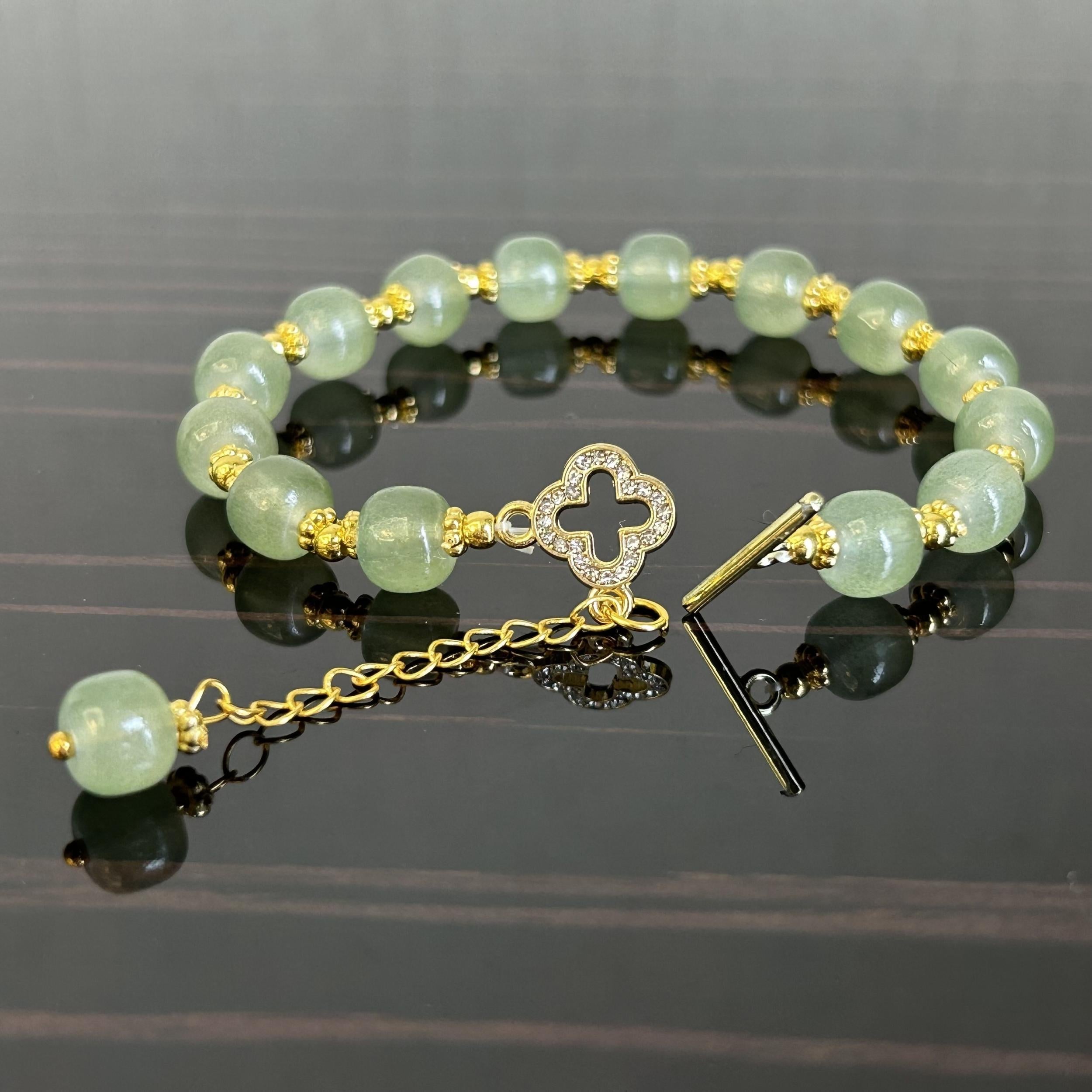 Jade Four Leaf Clover Bracelet Gift for Her