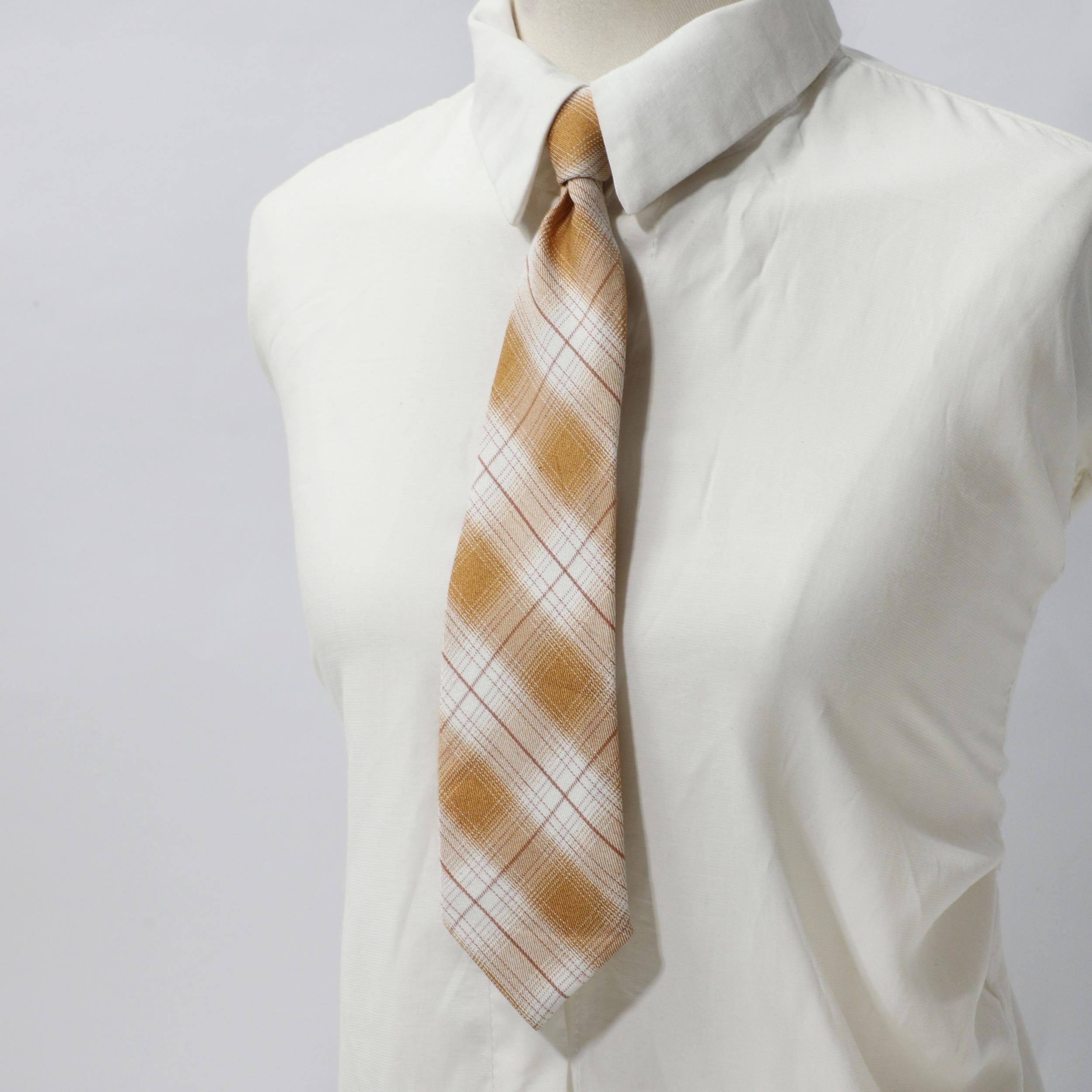 2pcs Plaid Bow Tie Neck Tie Orange Bow Tie For Women Dress Shirt
