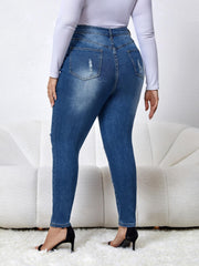 Women's Plus Ripped High Rise Skinny Jeans