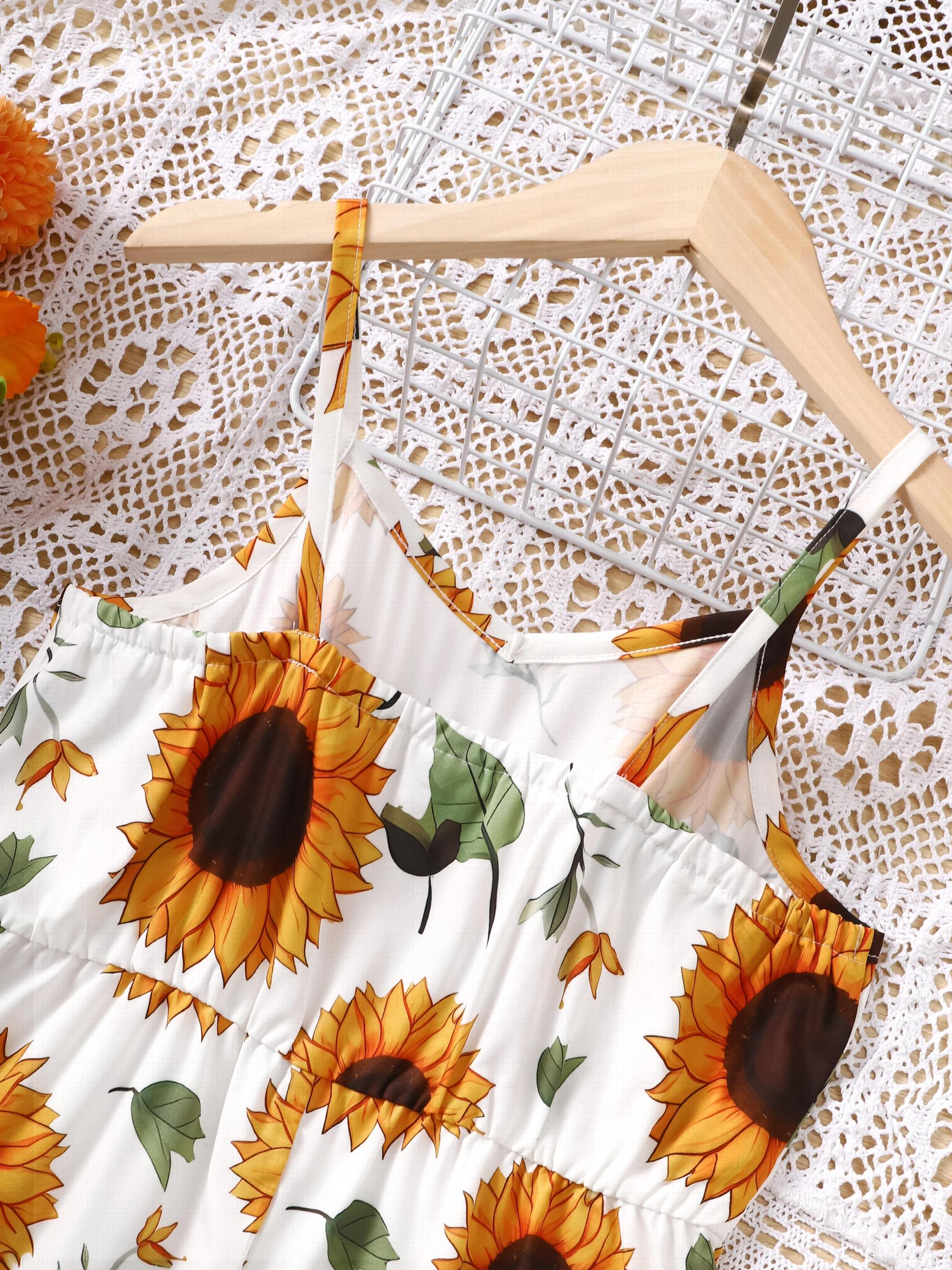 Pre Teen Girls Sunflower Wide Leg Jumpsuit
