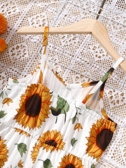 Pre Teen Girls Sunflower Wide Leg Jumpsuit