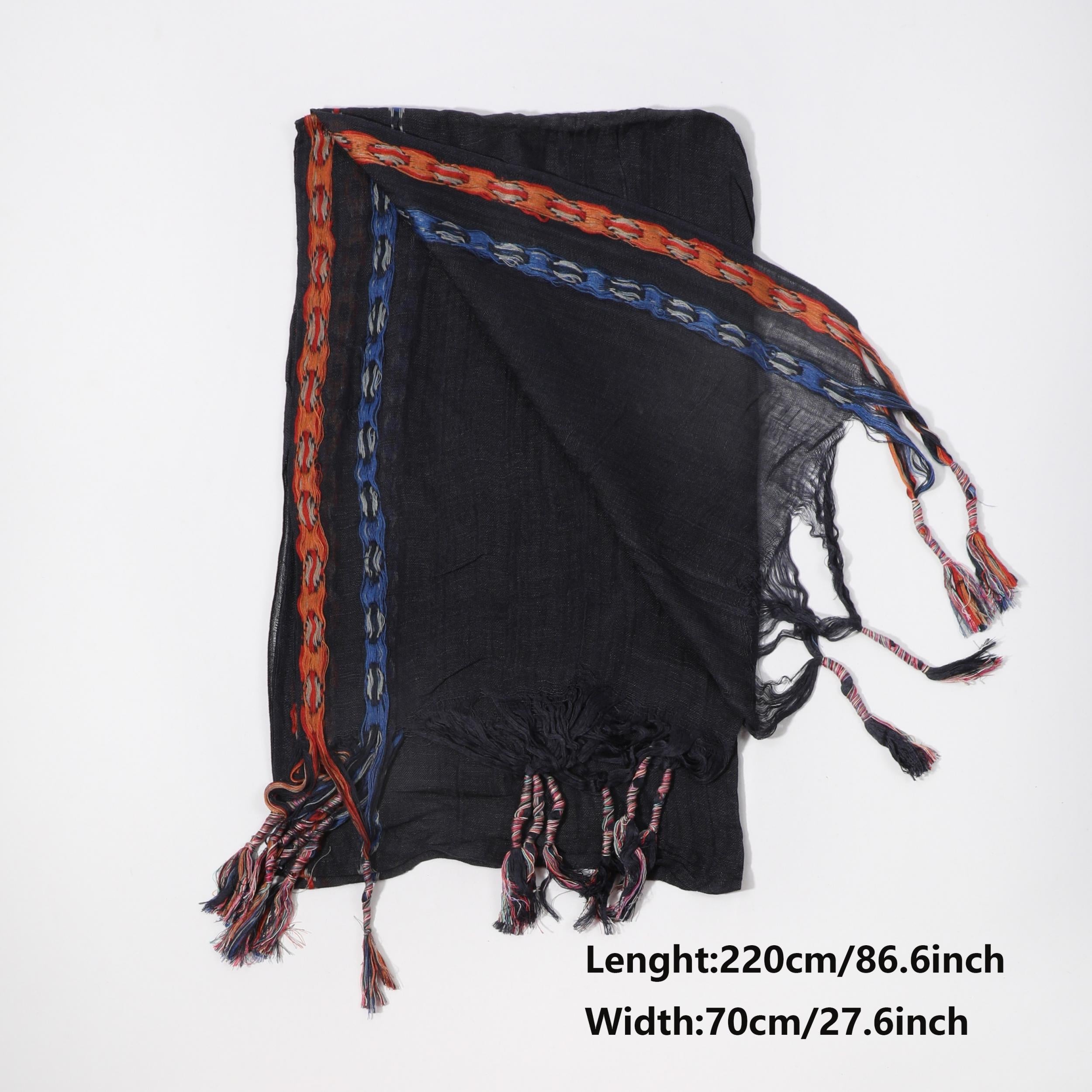 Men's Ethnic Style Tassel Scarf Buckle Pattern Photo Link