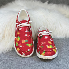 Women's Christmas Cartoon Print Skateboard Shoes Lightweight Sneakers