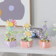 DIY Building Blocks Flower Potted Plant Toy Desktop Decorative Ornament