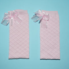 Girls Striped Bow Knot Cotton Blend Knee High Socks