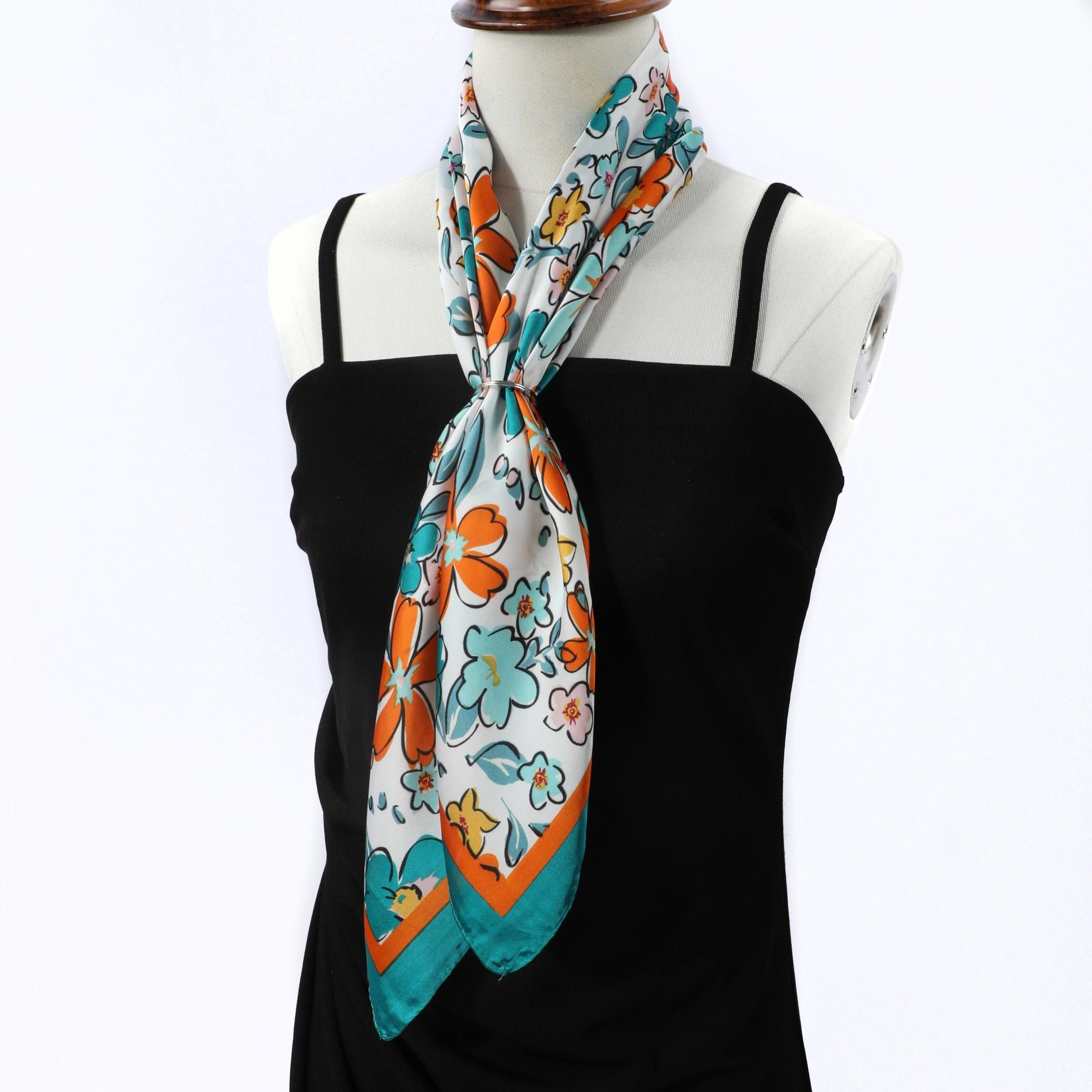 Vintage Flower Print Bandana Square Scarf Neckerchief Classic Head Wrap