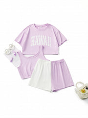 Toddler Girls HAWAII Graphic T shirt Tank Top Shorts Kids Summer Clothes