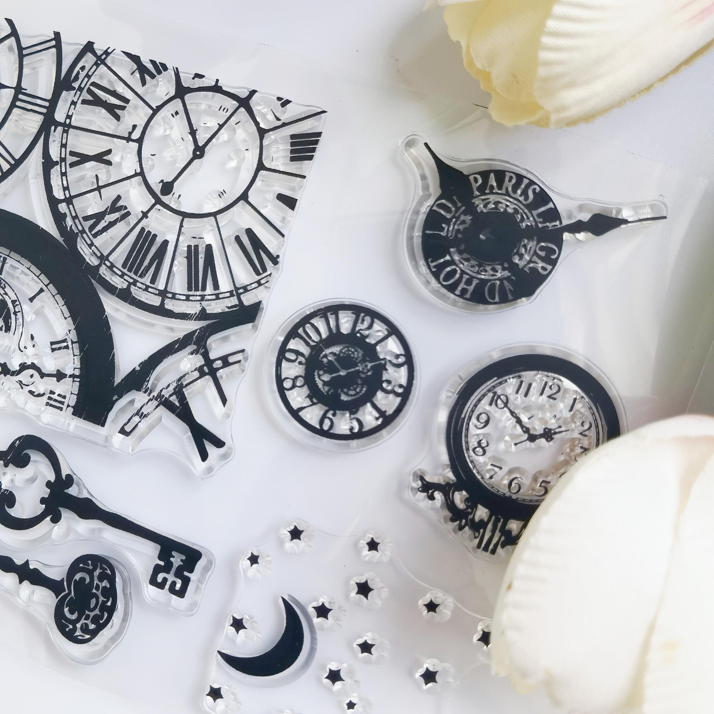 Vintage Clock Transparent Stamp for Card Making Scrapbooking Crafts