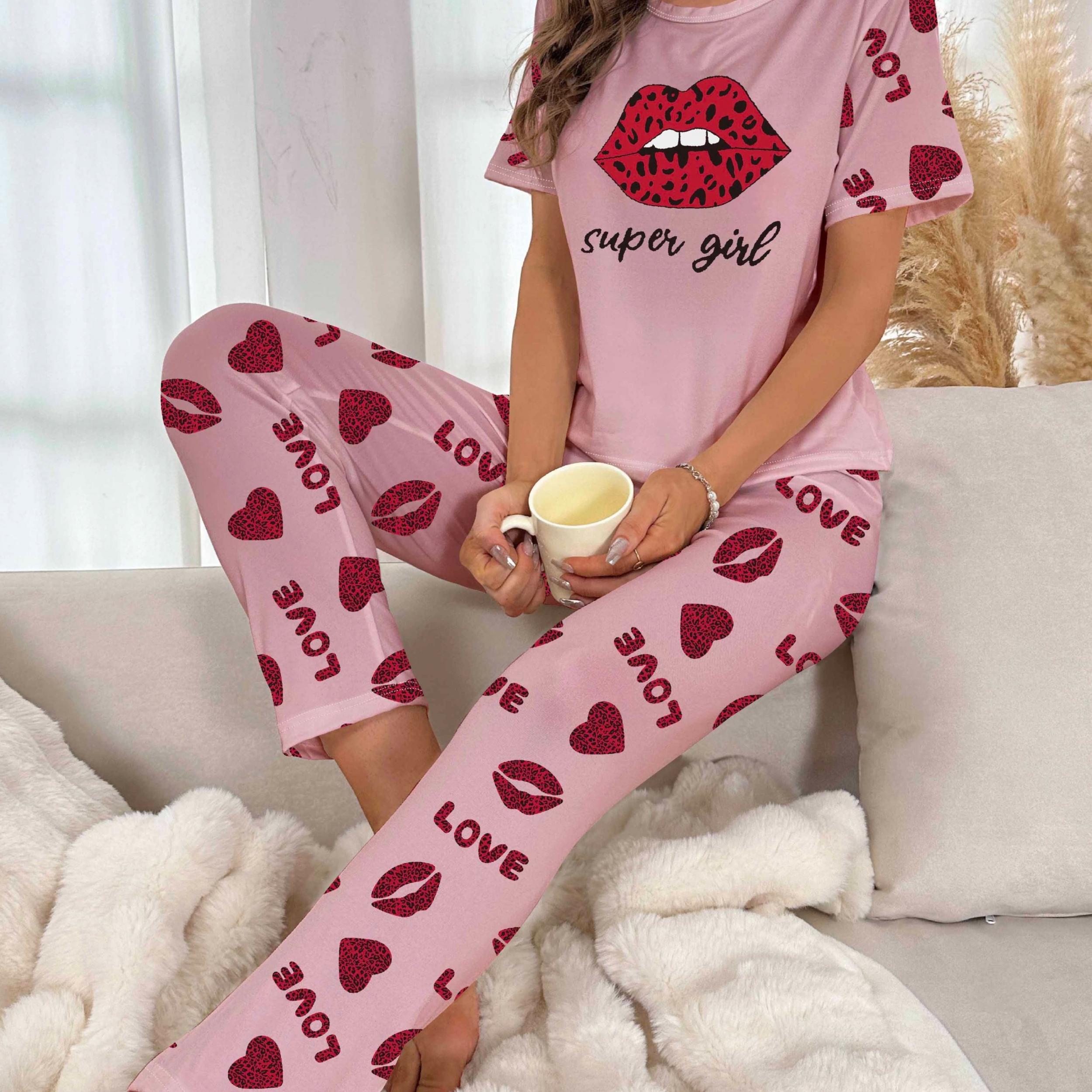 Lips Print Pajamas Set for Women