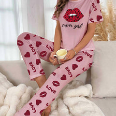 Lips Print Pajamas Set for Women