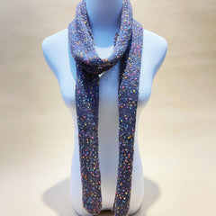 Gray Dotted Thin Scarf Solid Knitted Neckerchief Long Narrow Neck Scarf