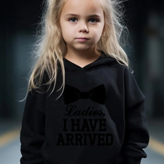 Girls 2pcs Cartoon Bow Tie Pattern Hooded Sweatshirt & Sweatpants Set