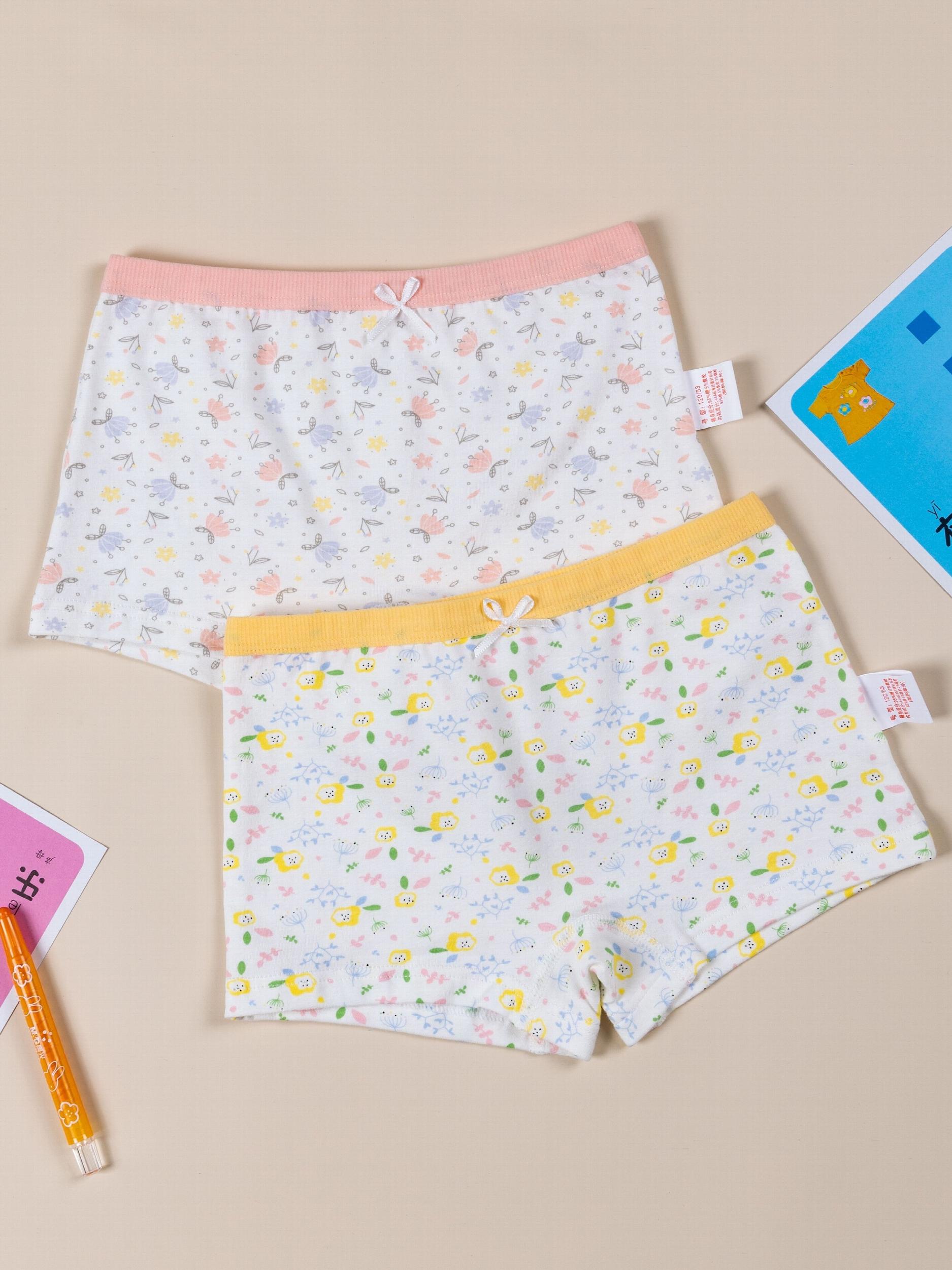 4pcs Girl's Cotton Striped Boxer Briefs for Children