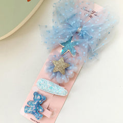 Glitter Crown Flower Bear Hairpin Set for Girls